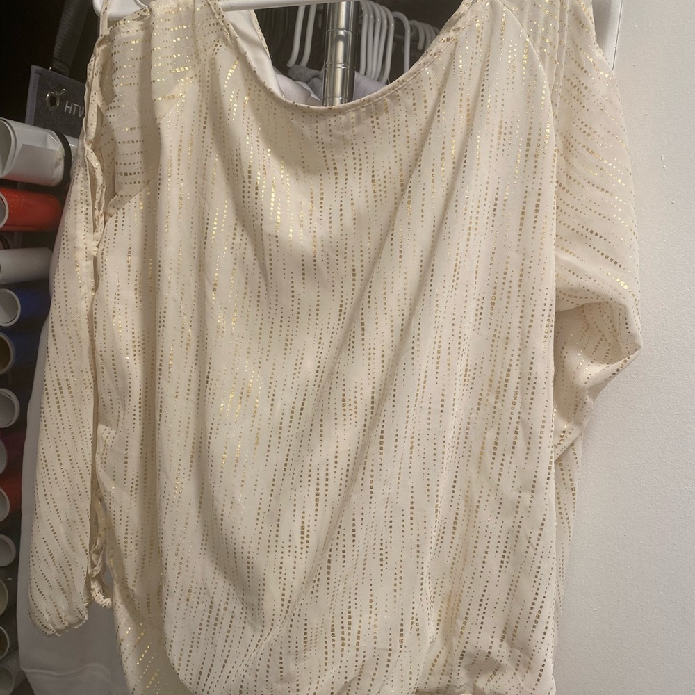 Heart Soul Cream Asymmetrical Ruched Long Sleeve Blouse